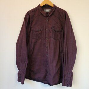 BKE Mens XL Purple Button Up Western Athletic Fit Long Sleeve Shirt Pockets